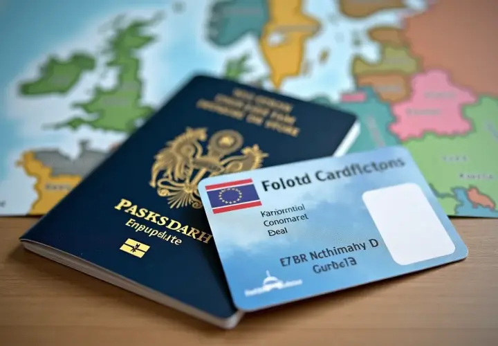 Paszport i karta identyfikacyjna leżą na mapie Europy. Czy do Danii potrzebny jest paszport? Zależy od Twojego obywatelstwa.