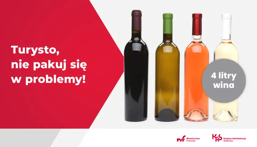 Turysto, nie pakuj się w problemy! Dowiedz się, ile można przewieźć alkoholu w samolocie. Na zdjęciu 4 litry wina.
